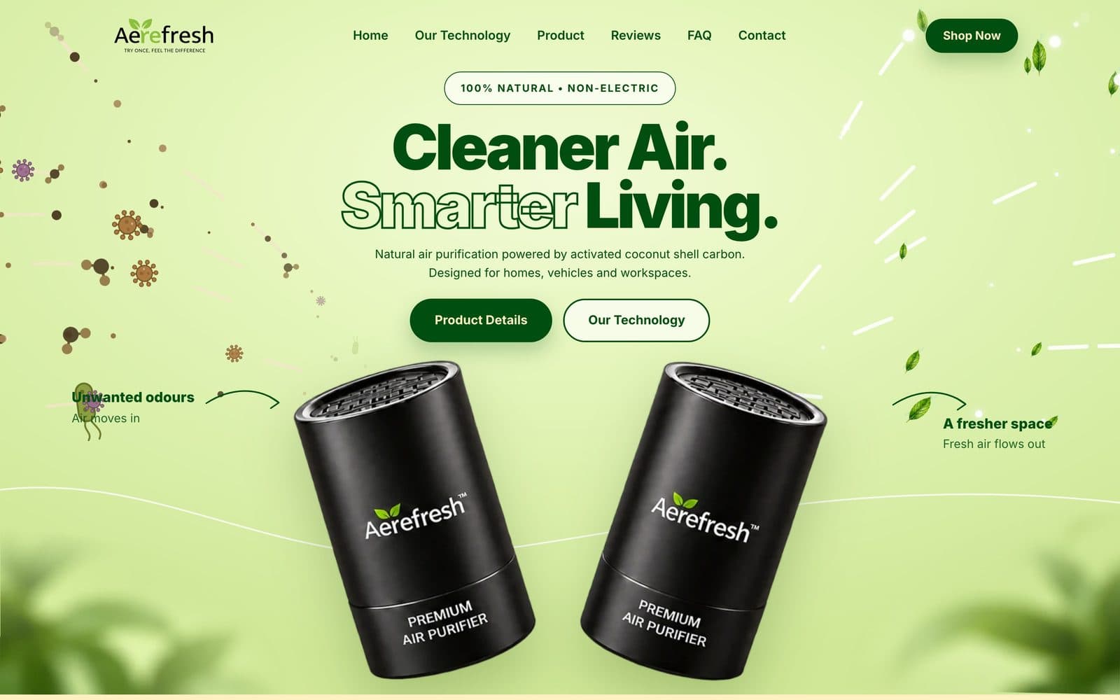 Aerefresh — Product-first home page