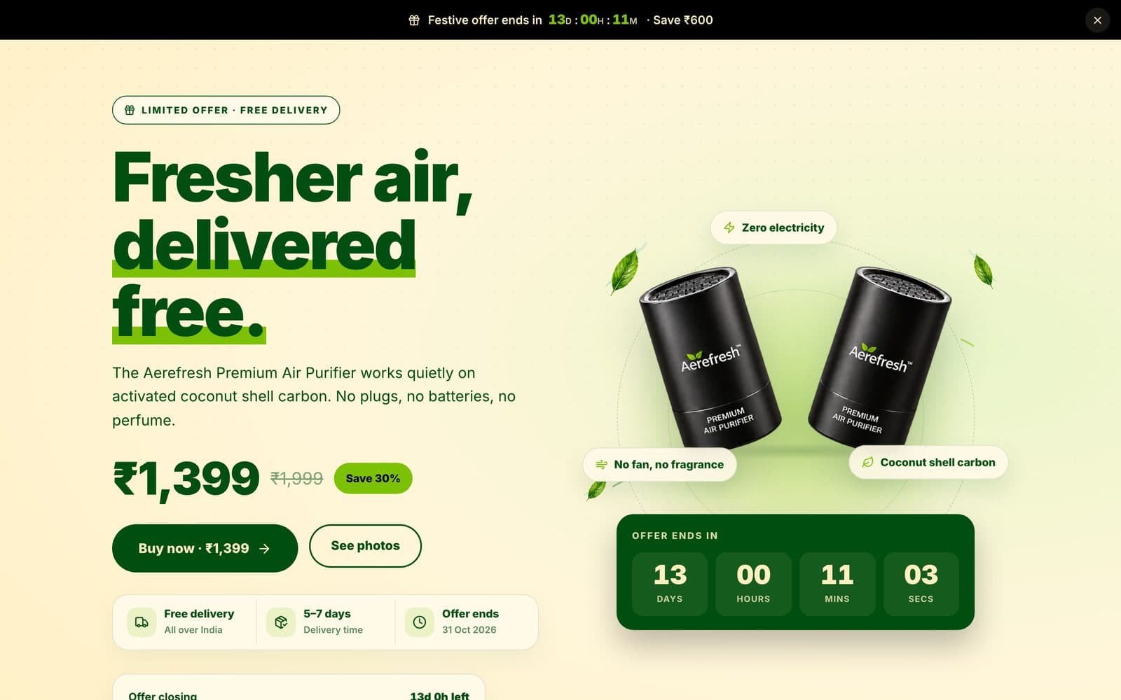 Aerefresh — Fresh Drive campaign page