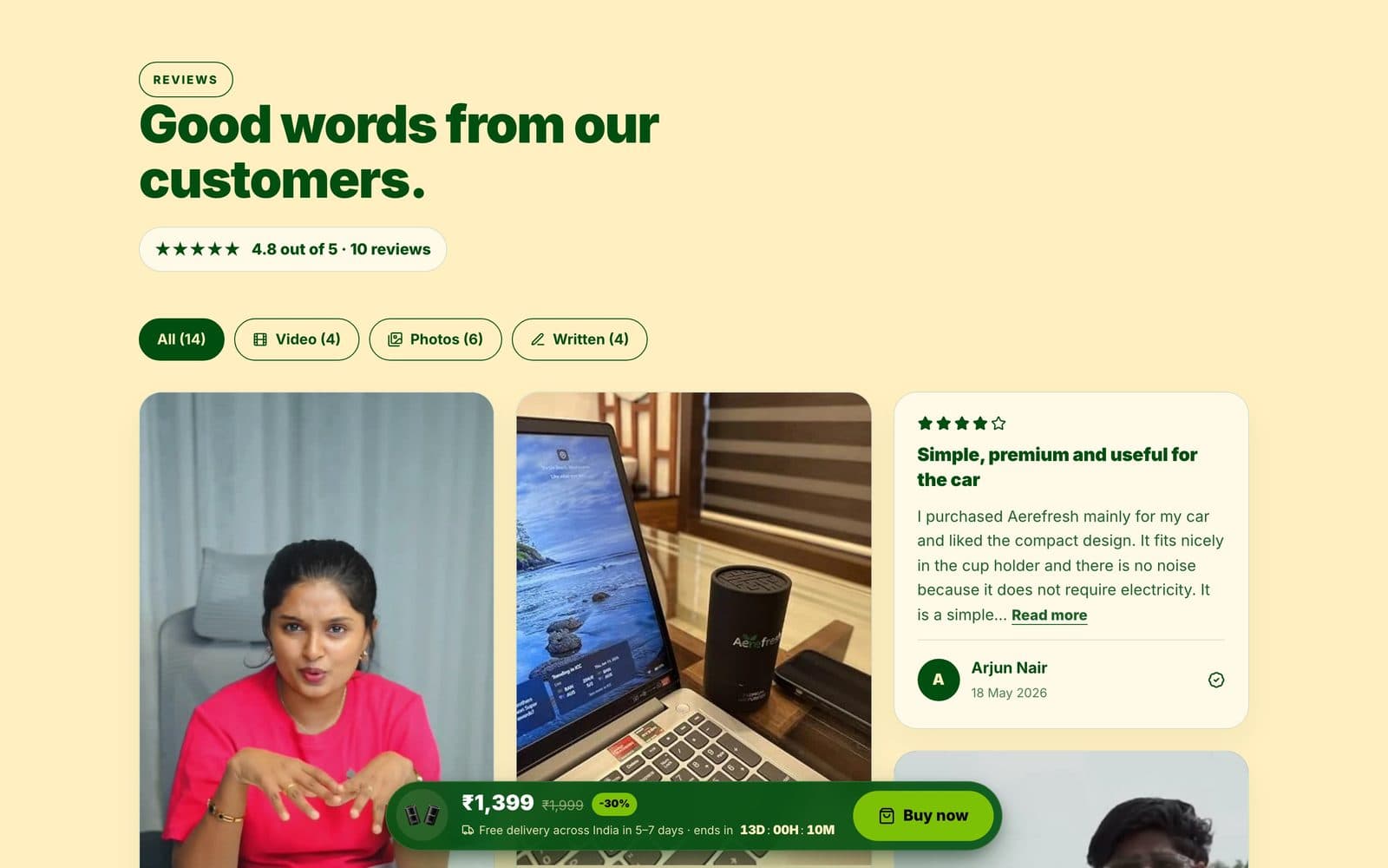 Aerefresh — Customer reviews