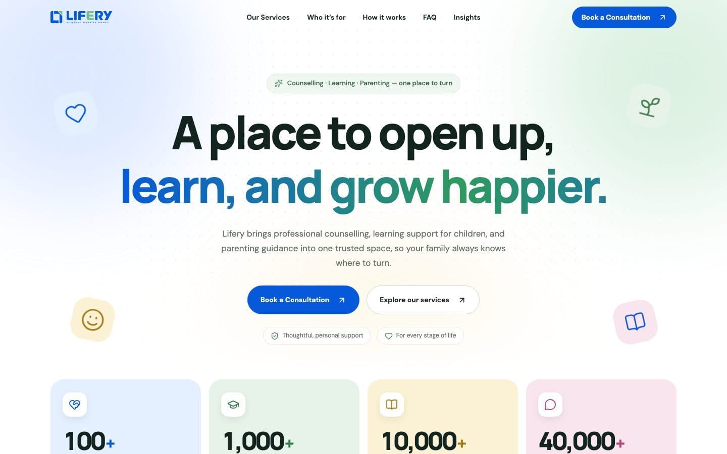 Lifery — Welcoming home page